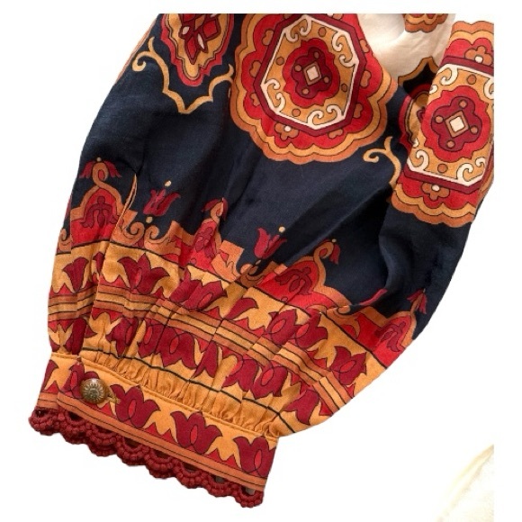 FARM Rio Ainika Tiles Belted Midi Dress, Cream/Red, NWT - Picture 13 of 15